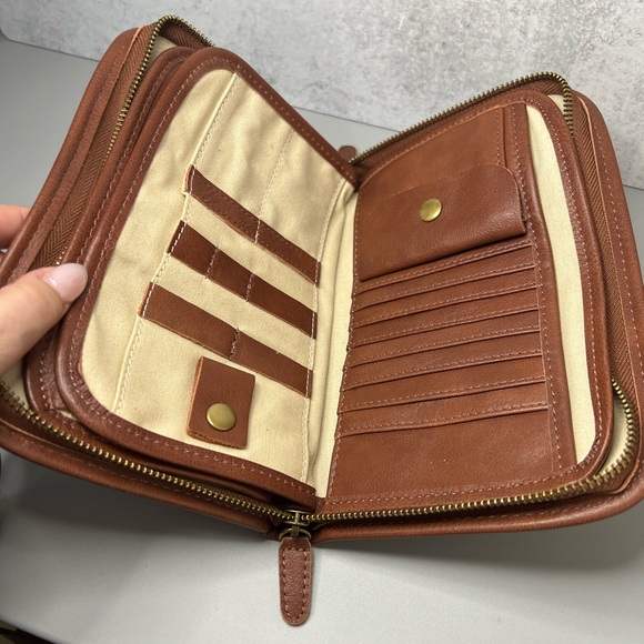 MINOOY “Urania Clutch Bag”/Organizer/Mini Crossbody in Light Cognac Leather - Picture 3 of 8